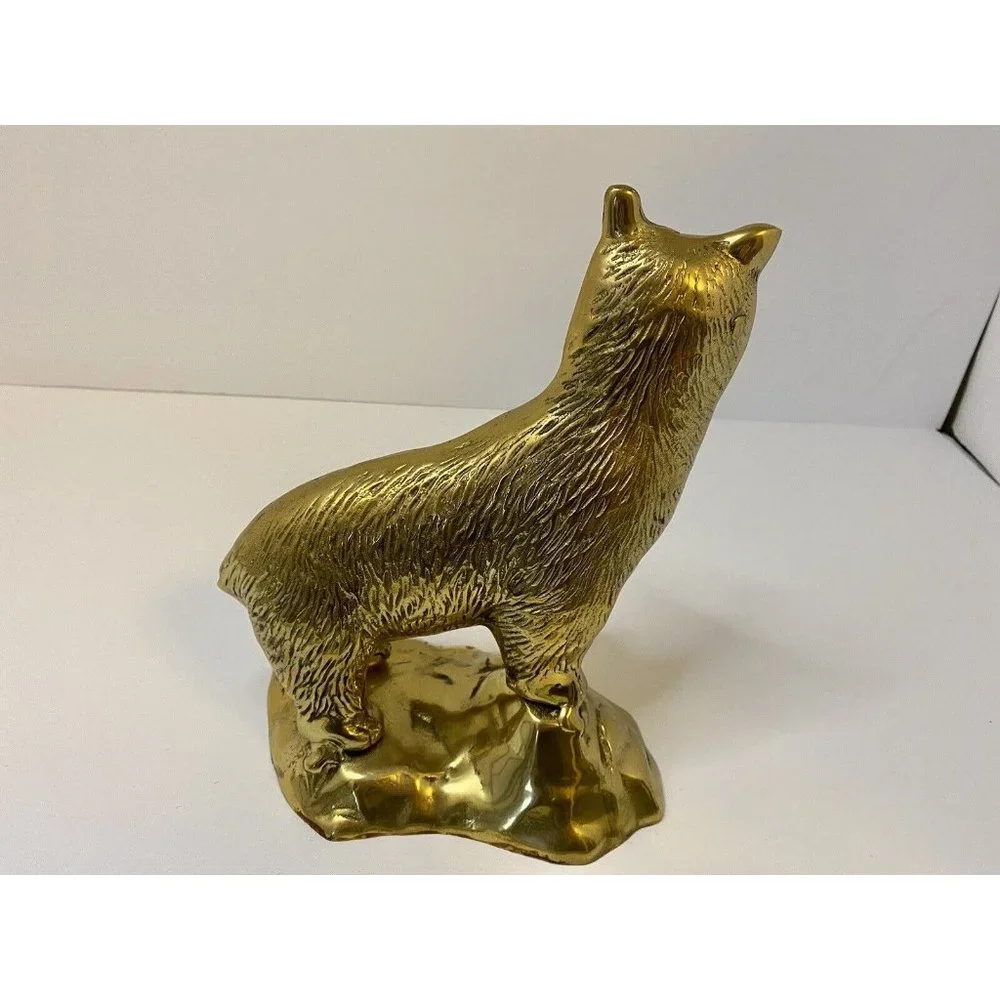 Vintage Brass Bear on‎ Rock Mountain Large 9” Made in Korea See All Pics As Is